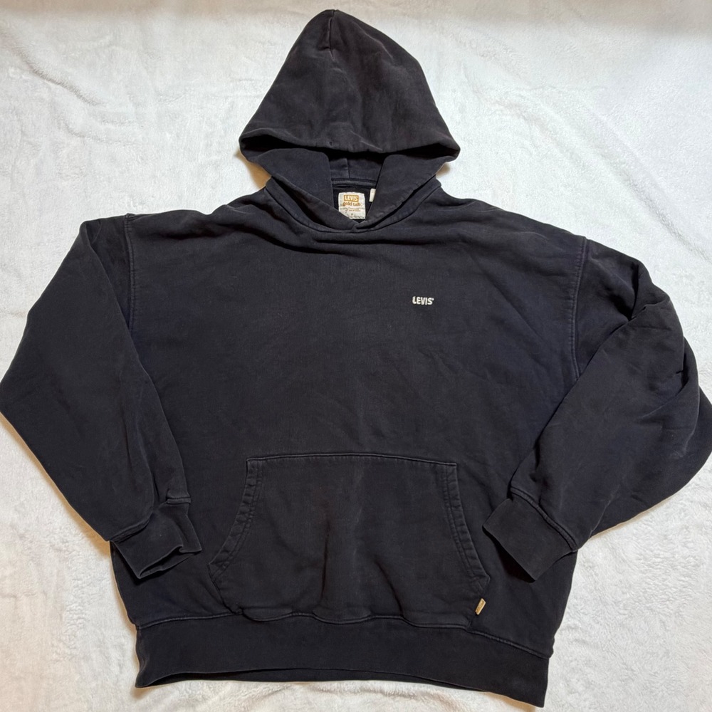 Levi's Gold Tab Hoodie Sweatshirt Mens Women Medium Black Pullover Unisex Hoodie
